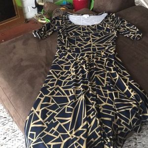 Luluroe navy and tan dress